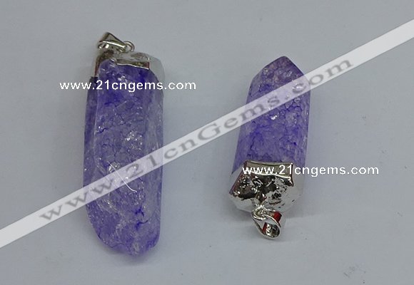 NGP8902 15*40mm - 18*60mm sticks crackle quartz pendants