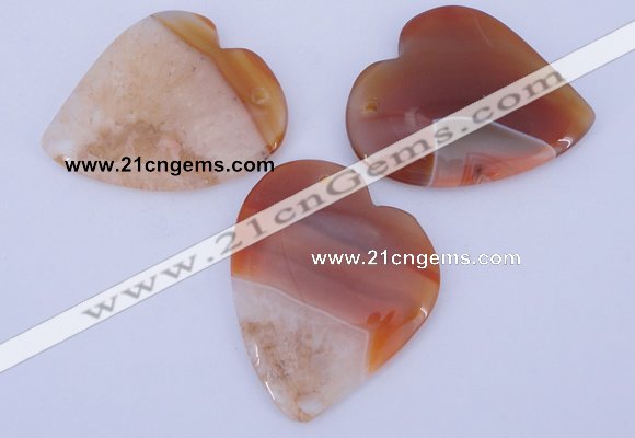 NGP894 5PCS 42*50mm heart agate druzy geode gemstone pendants