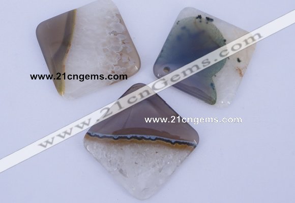 NGP899 5PCS 40*40mm diamond agate druzy geode gemstone pendants