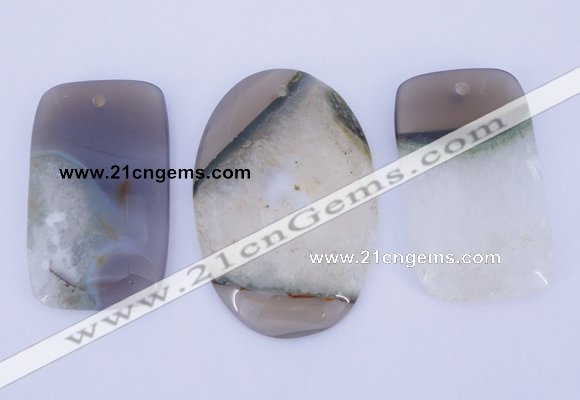 NGP910 5PCS 30-40mm*50-55mm mixed shape agate druzy geode gemstone pendants