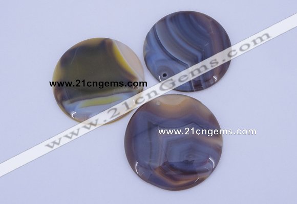 NGP934 5PCS 52mm flat round agate gemstone pendants wholesale