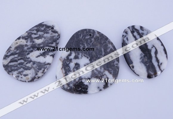 NGP948 5PCS 30-48mm*45-60mm freeform zebra jasper gemstone pendants