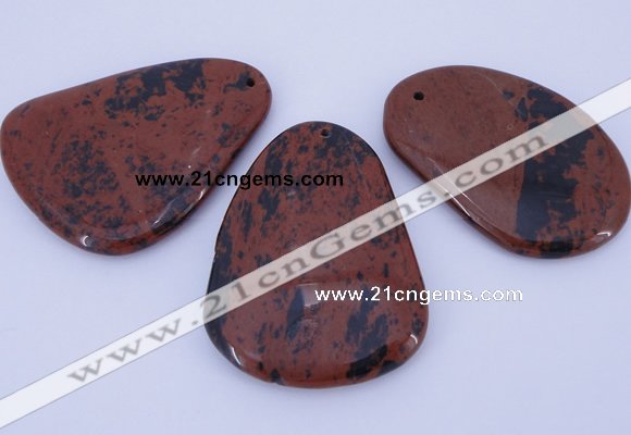 NGP957 5PCS 35-45mm*50-65mm freeform mahogany obsidian gemstone pendants