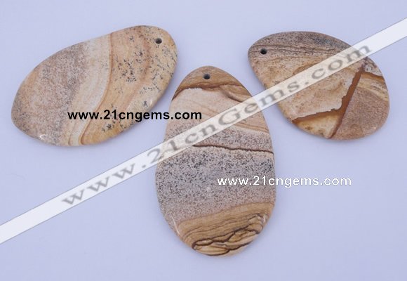 NGP958 5PCS 35-45mm*50-65mm freeform picture jasper gemstone pendants