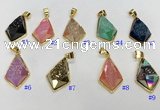 NGP9601 18*25mm faceted plated druzy agate pendants