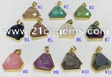 NGP9602 20*20mm faceted plated druzy agate pendants