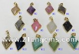 NGP9605 18*25mm faceted diamond plated druzy agate pendants