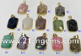 NGP9608 17*22mm faceted rectangle plated druzy agate pendants