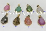 NGP9609 18*25mm faceted teardrop plated druzy agate pendants