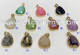 NGP9611 17*22mm faceted teardrop plated druzy agate pendants