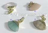 NGP9718 11*16mm fan-shaped  mixed gemstone pendants wholesale