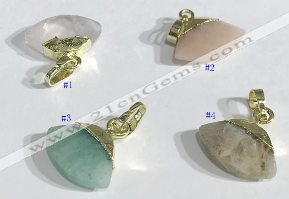 NGP9718 11*16mm fan-shaped  mixed gemstone pendants wholesale