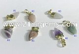 NGP9723 9*15mm arrowhead-shaped  mixed gemstone pendants wholesale