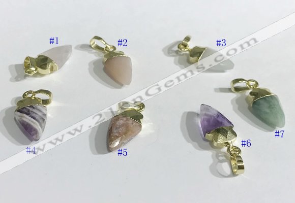 NGP9723 9*15mm arrowhead-shaped  mixed gemstone pendants wholesale