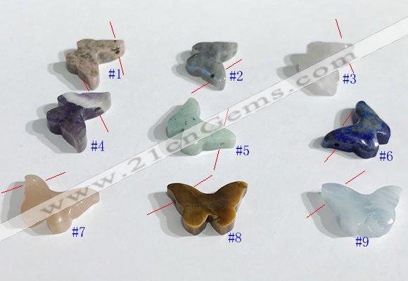 NGP9741 12*18mm butterfly-shaped  mixed gemstone pendants wholesale