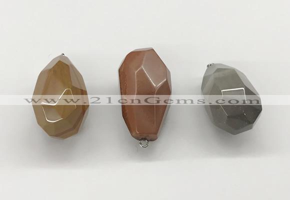 NGP9809 22*35mm - 25*40mm faceted nuggets agate pendants