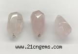 NGP9819 22*35mm - 25*40mm faceted nuggets rose quartz pendants