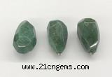 NGP9823 22*35mm - 25*40mm faceted nuggets green aventurine jade pendants