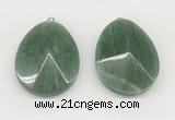 NGP9833 32*42mm - 35*45mm faceted nuggets green aventurine jade pendants