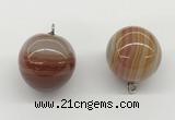 NGP9844 20mm round line agate gemstone pendants