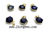 NGP9875 16mm faceted hexagon lapis lazuli pendant