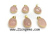 NGP9876 17*22mm faceted oval rose quartz pendant