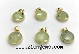 NGP9899 16mm faceted coin prehnite pendant