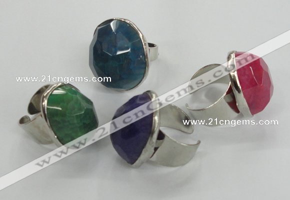 NGR05 18*25mm - 22*28mm faceted nuggets agate gemstone rings