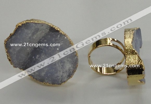 NGR09 25*35mm - 30*40mm freeform blue lace agate gemstone rings