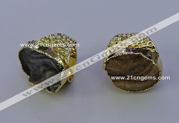 NGR1020 20*25mm - 25*35mm freeform druzy agate gemstone rings