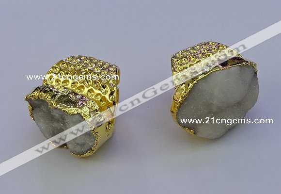 NGR1022 20*25mm - 25*35mm freeform druzy agate gemstone rings