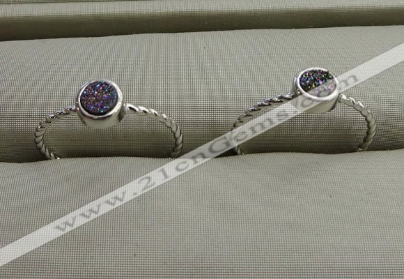 NGR1028 4mm coin plated druzy agate rings wholesale