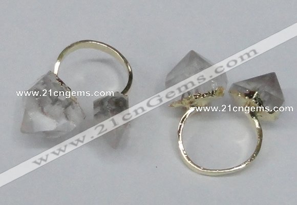 NGR103 13*18mm - 15*20mm faceted nuggets white crystal rings