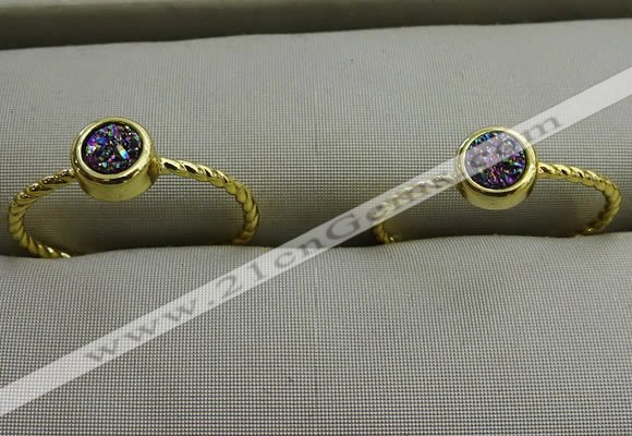 NGR1034 4mm coin plated druzy agate rings wholesale