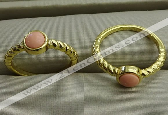 NGR1049 4mm coin synthetic coral rings wholesale