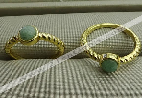 NGR1052 4mm coin amazonite gemstone rings wholesale