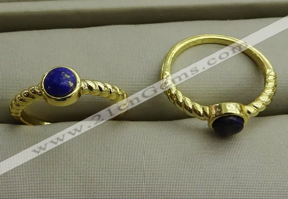 NGR1054 4mm coin lapis lazuli gemstone rings wholesale
