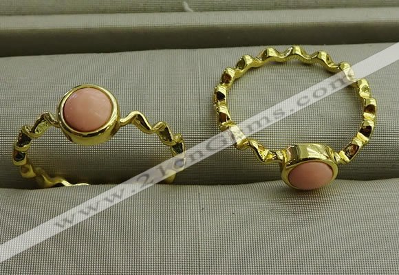 NGR1056 4mm coin synthetic coral rings wholesale