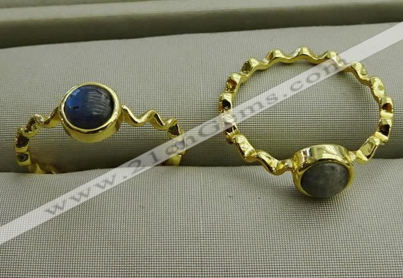 NGR1060 4mm coin labradorite gemstone rings wholesale