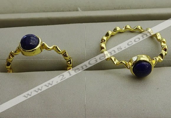 NGR1061 4mm coin lapis lazuli gemstone rings wholesale