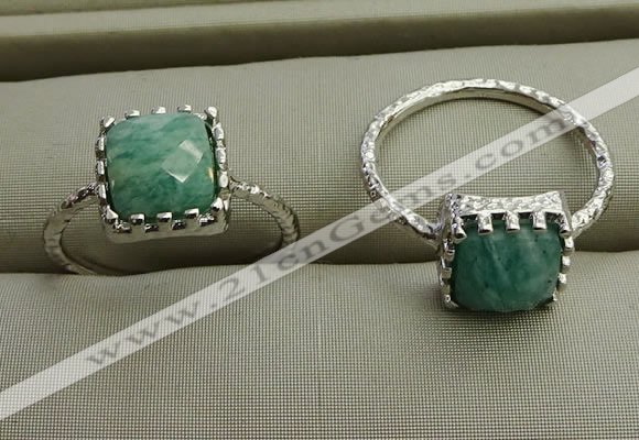 NGR1065 8*8mm square amazonite gemstone rings wholesale