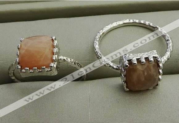 NGR1066 8*8mm square moonstone gemstone rings wholesale