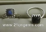 NGR1067 8*8mm square labradorite gemstone rings wholesale