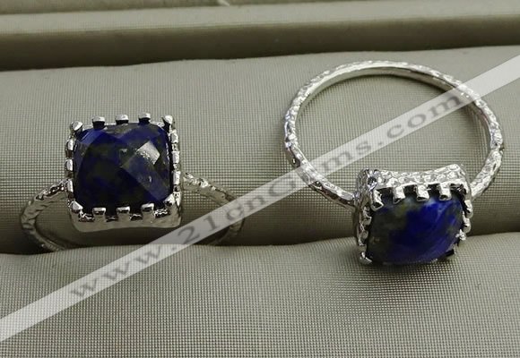 NGR1068 8*8mm square lapis lazuli gemstone rings wholesale