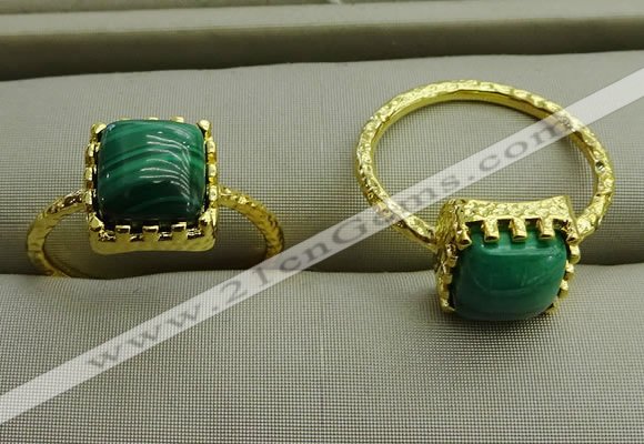 NGR1071 8*8mm square malachite gemstone rings wholesale