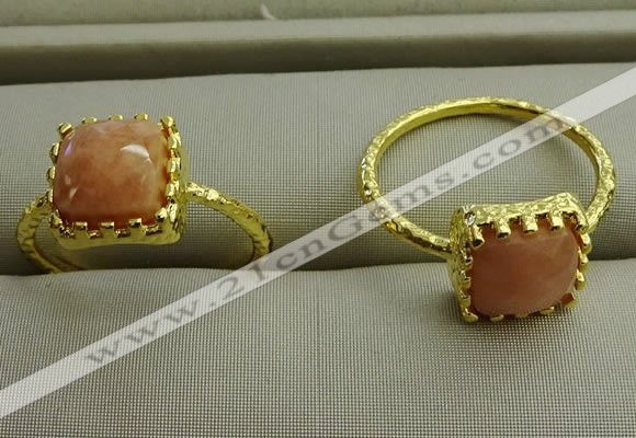 NGR1073 8*8mm square moonstone gemstone rings wholesale