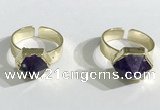 NGR1083 11*11mm - 13*13mm faceted nuggets amethyst gemstone rings wholesale