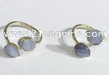 NGR1089 8*10mm faceted flat droplet blue lace agate rings wholesale