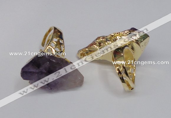 NGR109 18*35mm - 22*40mm faceted nuggets amethyst gemstone rings