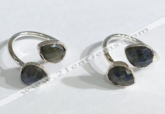 NGR1091 8*10mm faceted flat droplet labradorite rings wholesale